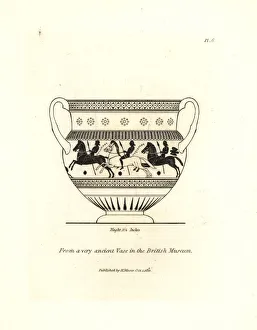 Altars Gallery: Warriors with spears on horseback from a vase