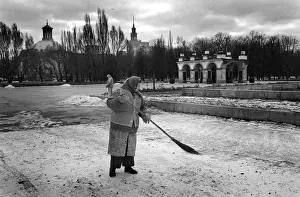 Brushing Prints: Warsaw street sweeper, winter