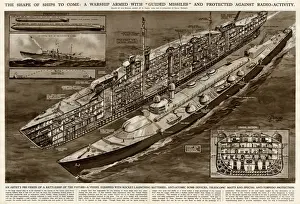 Devices Prints: Warship with guided missiles by G. H. Davis