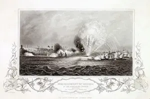 Spectacularly Prints: Warships of the French and British navies bombard the Russian port of Odessa