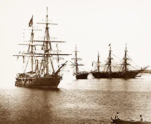 Warships in Honolulu Harbour before 1900