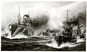 Warships transport American troops to Europe, WW1