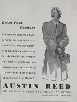 Warm Collection: Wartime advert for Austin Reed, promoting their women's greatcoats. Date: 1943