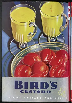 Foods Prints: Wartime advert for Bird's Custard. Date: 1943