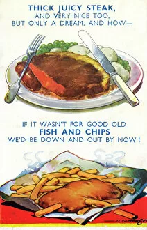 Images Dated 25th August 2011: Wartime cuisine - fish and chips