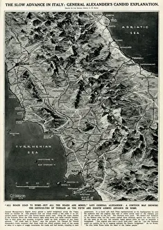 Contour Prints: Wartime map of Italy by G. H. Davis