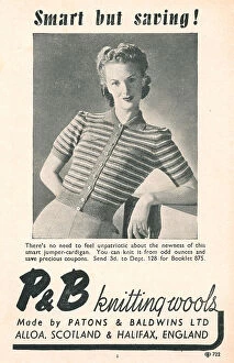 Cardigan Collection: Wartime P & B Knitting Wools Advert