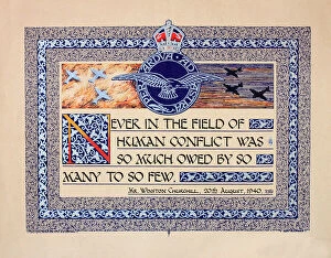 Pilots Collection: Wartime poster of Churchills famous words
