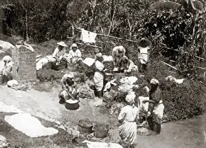 Jamaica Prints: Washerwomen on the Rio Cobre, Jamaica, circa 1900