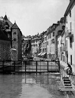 Washing clothes in the canal, Annecy, France