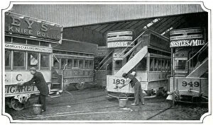 Adverts Gallery: Washing L.C.C. tramcars 1900
