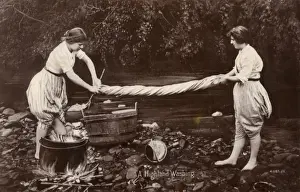 Twisted Prints: Washing linen in a Highland stream