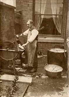 Preparation Collection: Washing Potatoes - Fish & Chip Shop, Morecambe, Lancashire