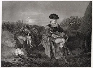 New Images July 2023 Prints: Washington in the bivouac before the Battle of Monmouth. Date: 27 June 1778