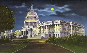 Senate Gallery: Washington DC, USA - US Capitol Building by night