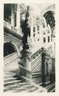 Collectors Prints: Washington DC, USA - Grand Staircase - Library of Congress