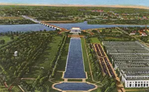Washington DC, USA - Lincoln Memorial - Birdss eye view