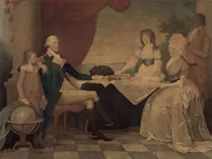 The Washington family--George Washington, his lady, and her