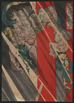 Watanabe no Tsuna cutting the arm of the demon at Rashomon