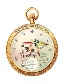 Numerals Prints: Watch words on a circular greetings card