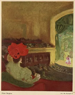 Bergere Prints: Watching from the gallery at the Folies Bergere in Paris. Date: 1908