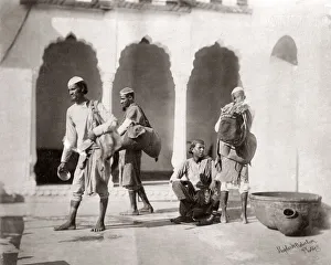 Skins Prints: Water carriers, with skins, India, 1860 s