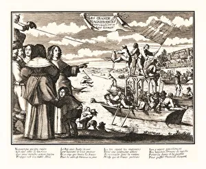 1660 Prints: Water games on the Seine for a royal festival, 1660