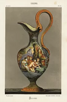 Antlers Collection: Water jug in Renaissance maiolica tin-glazed