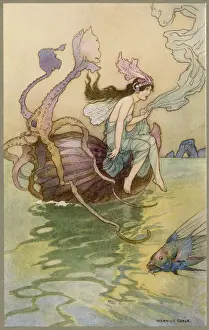 A water-nymph with fishes