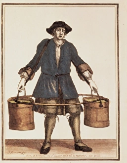 French Man Gallery: Water seller (18th c.). Engraving. FRANCE. Paris