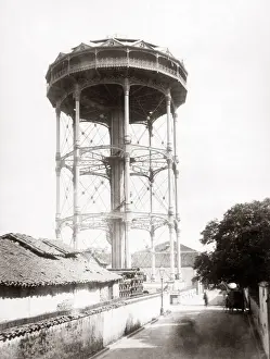 Shanghai Prints: Water tower, Shanghai, China, circa 1890. Date: circa 1890