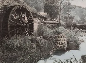 Device Prints: Water wheel, mill wheel on a Japanese farm