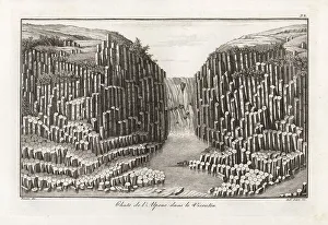 Mineralogy Prints: Waterfall over basalt prisms on the river Alpone, in the Vicenti
