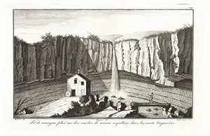 Mineralogy Prints: Waterfall and windmill of Schiva-noja, Castelnuovo, Italy