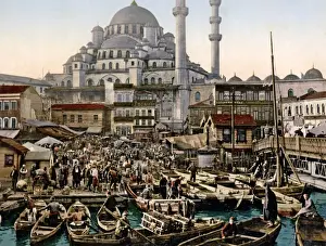 Waterfront scene, Constaninople, (Istanbul) Turkey, circa 18