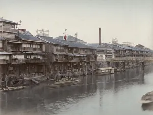 Osaka Prints: Waterfront view, Dotonbori, Osaka, Japan