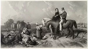Images Dated 3rd December 2020: Waterloo : Wellington gives a female friend a guided tour of the battlefield of 1815