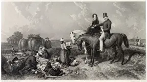 Guided Prints: Waterloo : Wellington gives a female friend a guided tour of the battlefield of 1815