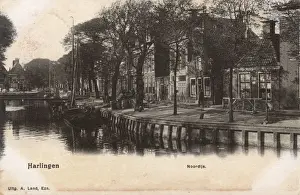 Friesland Prints: Waterside scene at Harlingen, Friesland, Netherlands