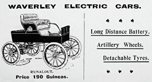 Waverley Collection: Waverley electric veteran car advertisement, early 1900s