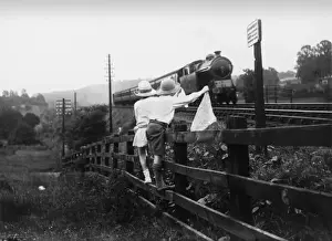 Waving at Train