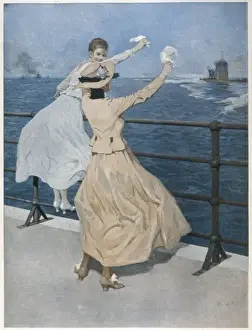 Waving to a U-Boat 1916