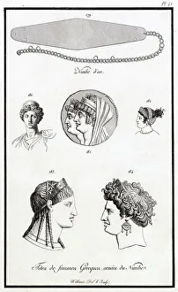 Some of the ways in which Greek women did their hair, using a nimbus as ornament