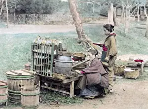 Wayside Prints: Wayside food stall, Japan, circa 1880s