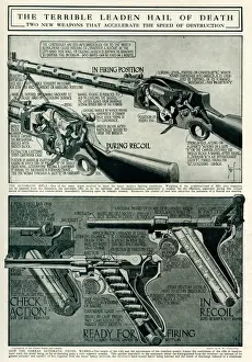Comparison Prints: Two weapons automatic rifle & Germans automatic pistol 1917