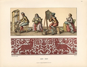 Alteneck Gallery: Weavers and embroiderers from the 17th century, and pattern
