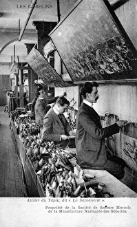 Images Dated 12th April 2012: Weavers working in a carpet factory
