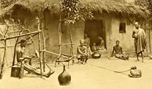 Weaving in a village on the Gold Coast, West Africa