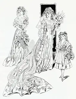 Laced Prints: Wedding dress and bridemaids frocks 1907