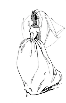 Images Dated 22nd August 2011: Wedding dress of Jill Benton Jones by Norman Hartnell